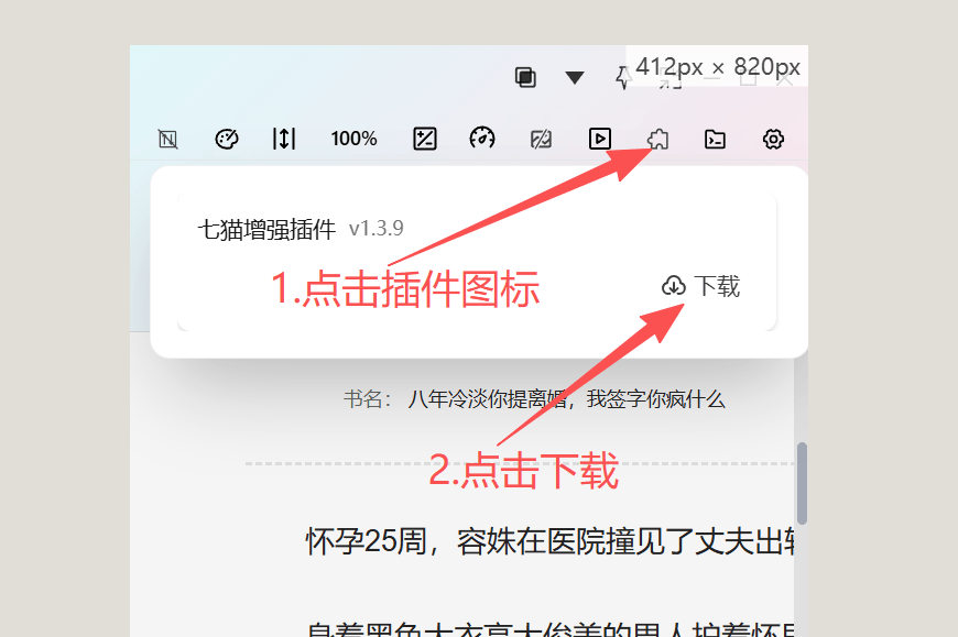 无边阅读器插件面板中下载并启用小说网站插件的界面