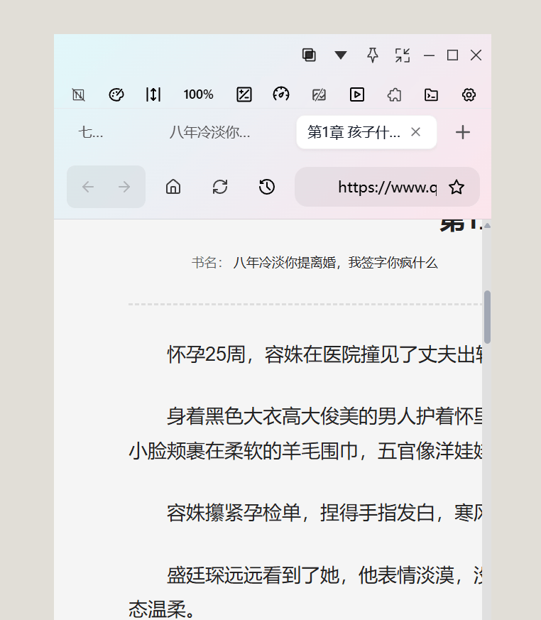 小说网站未启用插件时文字被遮挡且目录按钮显示不完整的界面