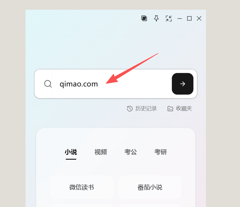 在无边阅读器首页输入七猫小说网址进入网页阅读页面